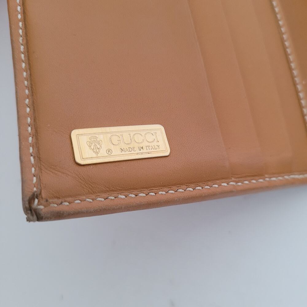 GUCCI Vintage GG Wallet Medium Bifold Brown Coin Bill Purse Kisslock Leather - Picture 4 of 13